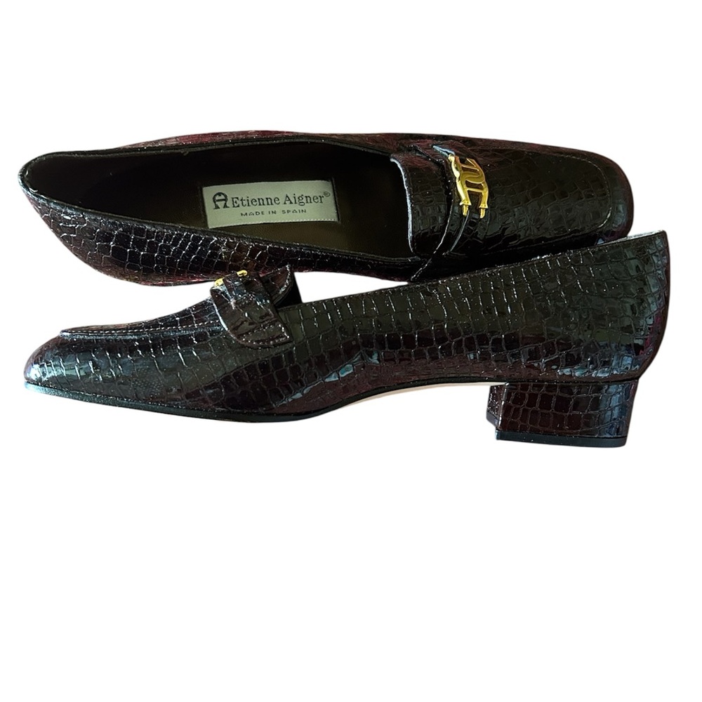 Etienne Aigner ‘Valentine’ Croc-Embossed All Leather Upper Short Block Heel